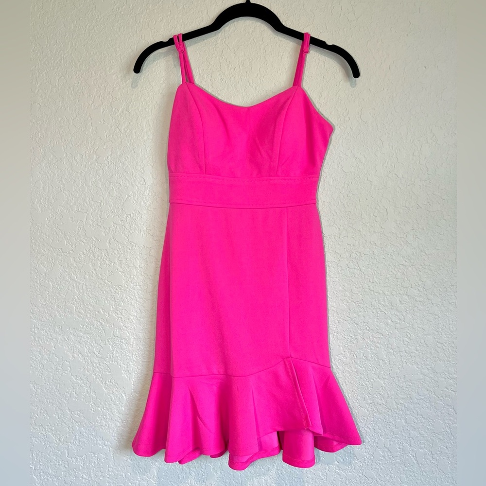 Teeze Me Hot Pink Formal Short Dress Spaghetti Straps Size 1/2 - Picture 2 of 4